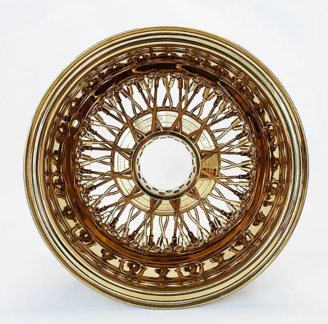 *forNew 13x7 14x7 15x7 Steel Chrome Gold Multi-Spoke Forged Knock-Off Wheels for Thunderbird Chevrolet Vintage Cars