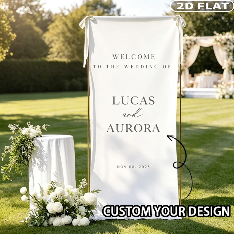1pc Custom Wedding Banner, Personalized with Custom Text, Logos or Images, Indoor & Outdoor Reusable Hanging Banner, Polyester