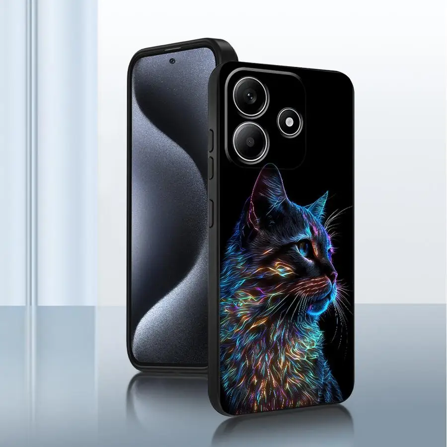 Soft Cover Phone Case for Xiaomi Redmi Note 11s 12Pro 13Pro 12 12s 11Pro 9T 13 10 8t 9s 11 14 Pro+ 10s 10Pro Neon Colored Cat