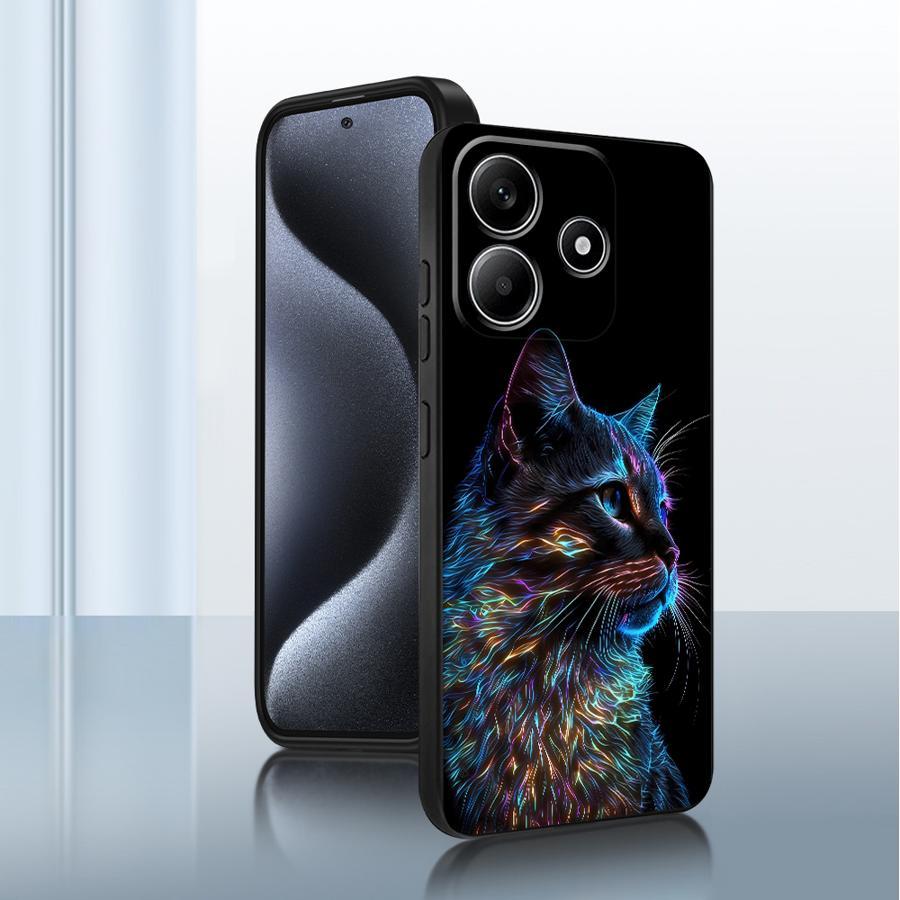  Soft Cover Phone Case for Xiaomi Redmi Note 11s 12Pro 13Pro 12 12s 11Pro 9T 13 10 8t 9s 11 14 Pro+ 10s 10Pro Neon Colored Cat 