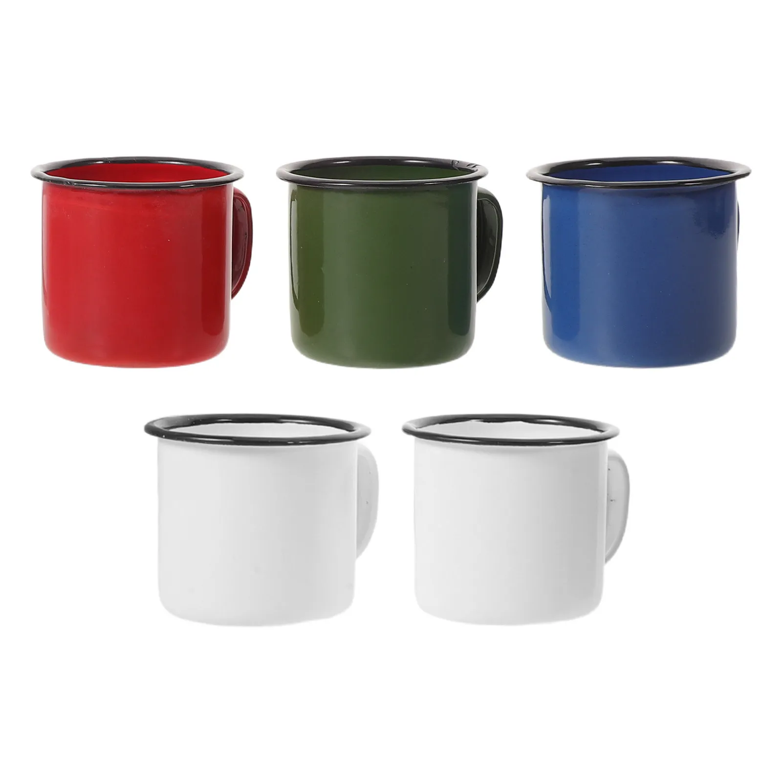 

5Pcs Enamel Mugs Set Vintage Charm Camping Mug Outdoor Picnic Hiking Fishing Bonfire Espresso Latte Tea Juice Soup Cocktail Milk