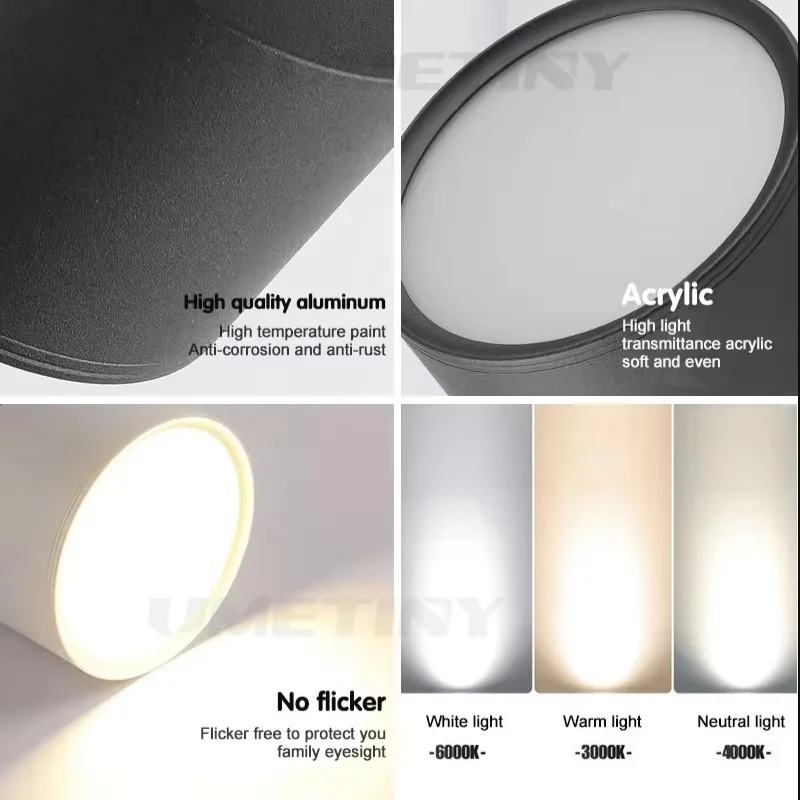 Dimmable Surface Mounted LED Downlight 10W/15W Rotating LED Spot Light Ceiling Lamp with LED Driver AC110V/220V Home Decoration