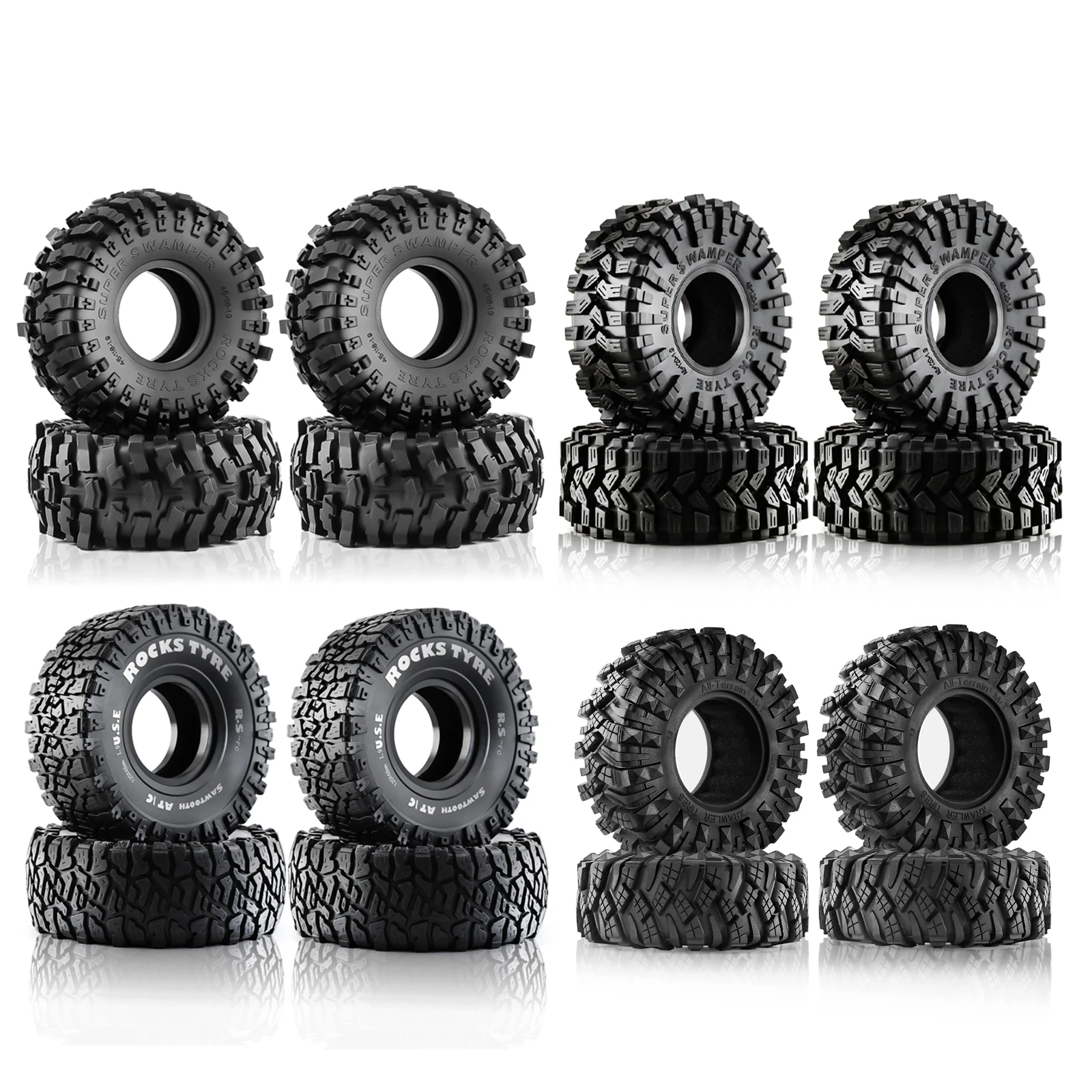 4szt 1.9 Cal Gumowa opona 120 * 48mm Do 1/10 Rc Crawler Car Trax Trx4 Axial Scx10 Wraith Scx10 Yikong Rgt Wrangler 1.9 Wheel