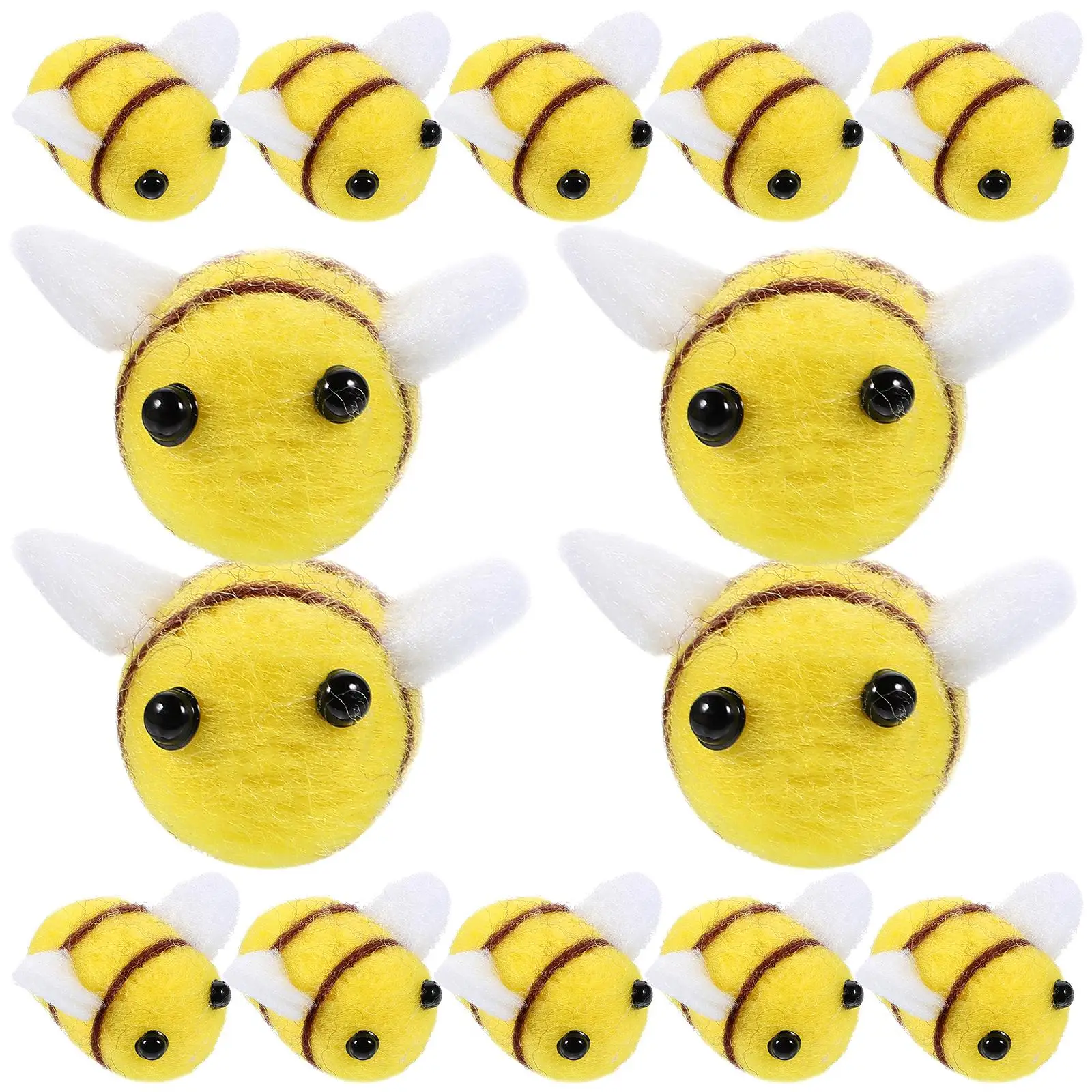 

24pcs Wool Felt Bee Ornament for Sweater Hat Shoes DIY Sewing Projects Clothes Decor Yellow Cartoon Animal Craft Supplies