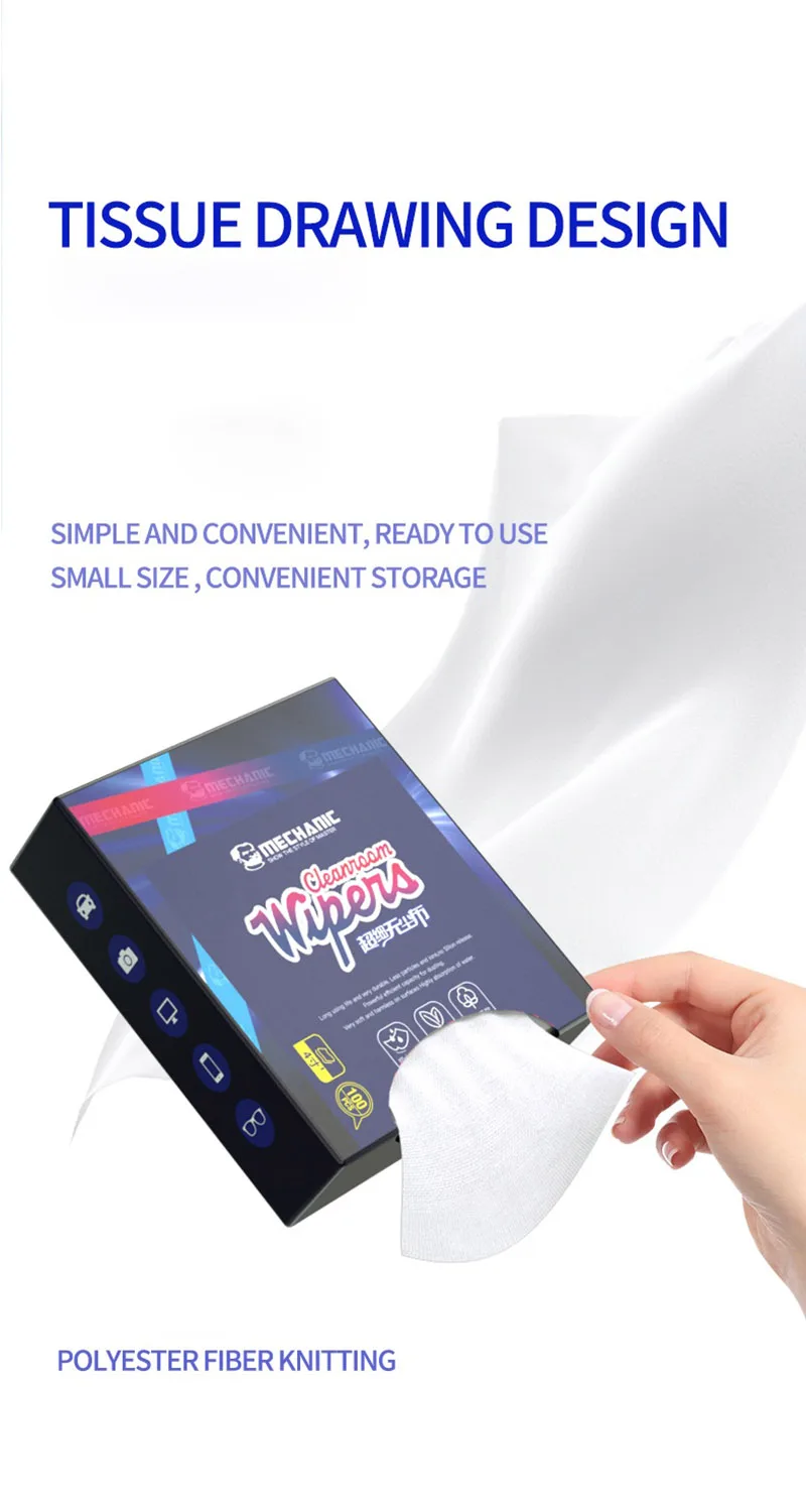 Mechanic Static-Free Fiber Dust-free Wiping Cloth, LCD Screen Glass, Camera Lens Cleaning Tissue, Drawer Design, Easy Use