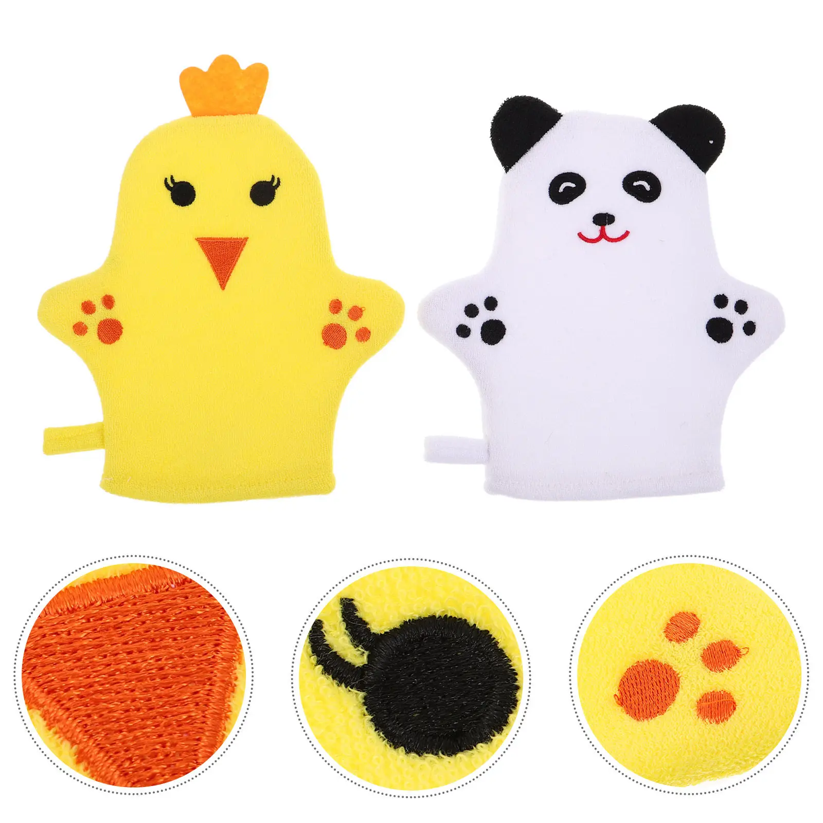 

2Pcs Baby Bath Mitt Kids Wash Gloves Soft Gentle Scratch-Free Double-Sided Bath Washcloths Fast Dry Toweling Gloves for Children