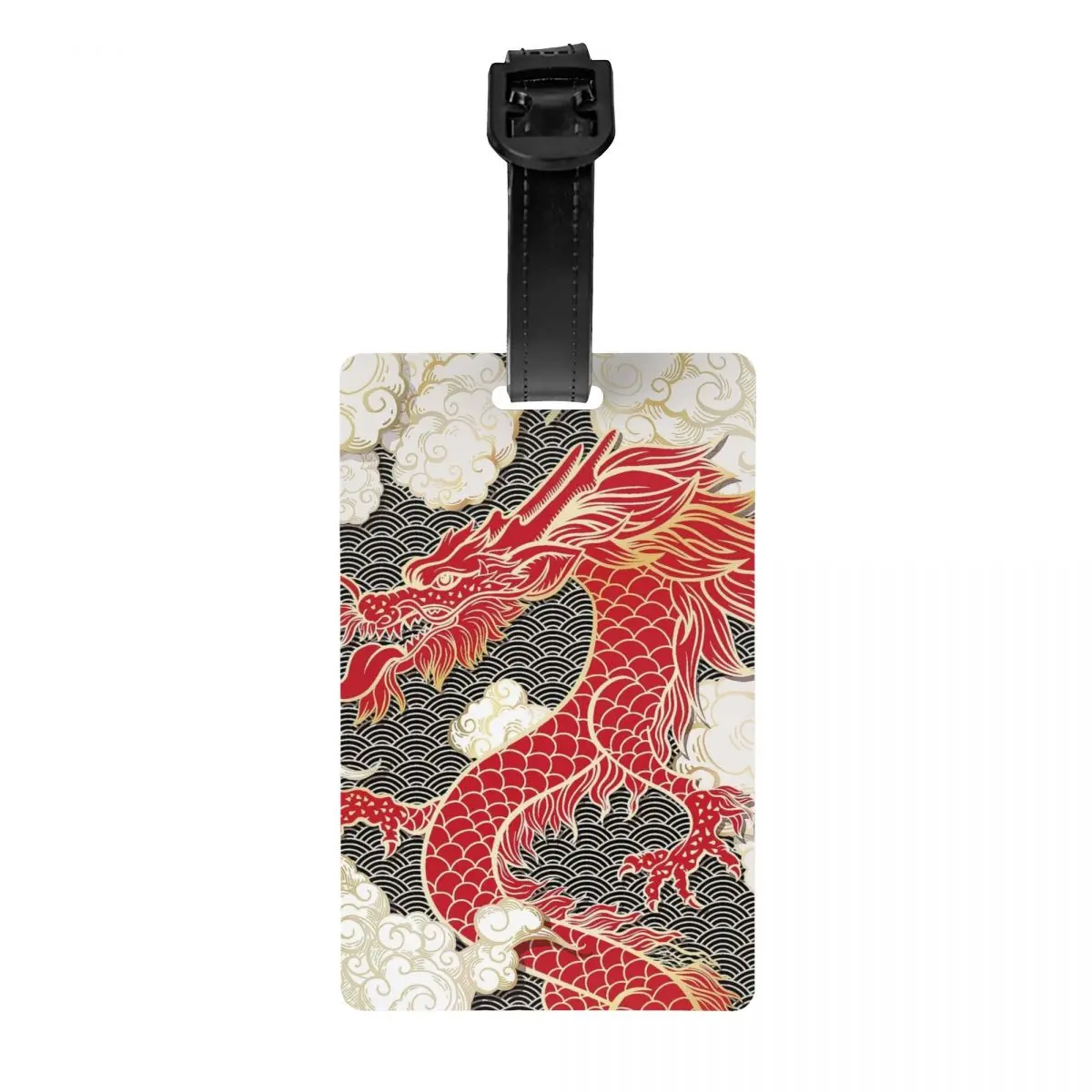 Custom Chinese Red Dragon Totem Pattern Luggage Tag for Suitcases Tradition Asian Style Baggage Tags Privacy Cover Name ID Card