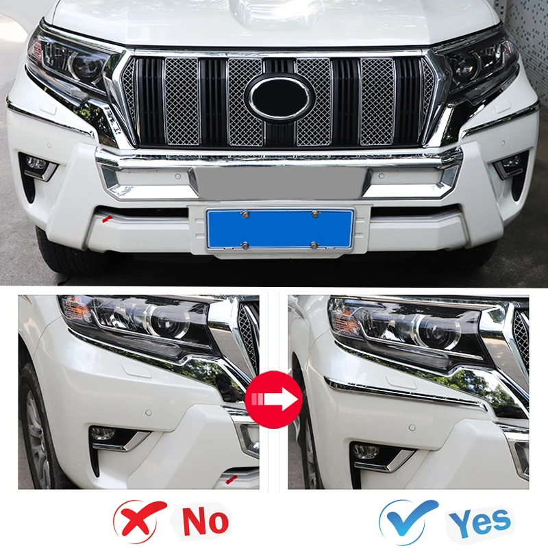 For Toyota Land Cruiser 200 Prado 150 Exterior Decoration Accessories Lc150 LC200 FJ150 Body Kit, Anti-Collision Bumper Chrome