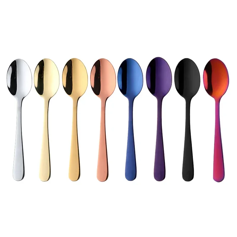 8 Colors Tea Spoons Stainless Steel Coffee Spoon High Quality Dessert Cake Fruit Spoons Gold Small Snack Scoop Dinnerware Tools