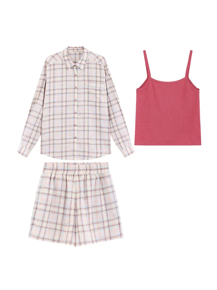 Sweet Checkered Woven Shorts Women Elastic Waist Loose Fit Casual High-Waisted Plaid Wide-Legged Shorts Perfect Summer Bottom