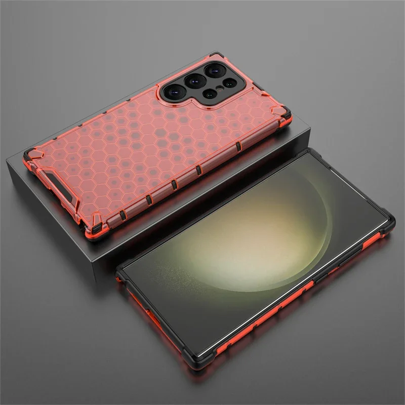 Honeycomb Pattern Armor HD Case for Samsung Galaxy S24 Ultra S23 Plus S22 S21 FE S20 10 Note 20 10 Lite Seismic Protective Shell
