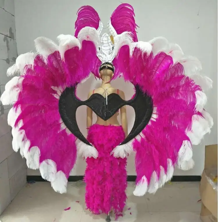 Nightclub Feather Opening Atmosphere Stage Performance Clothing Samba Dance Clothing Ostrich Hair Backboard Headwear