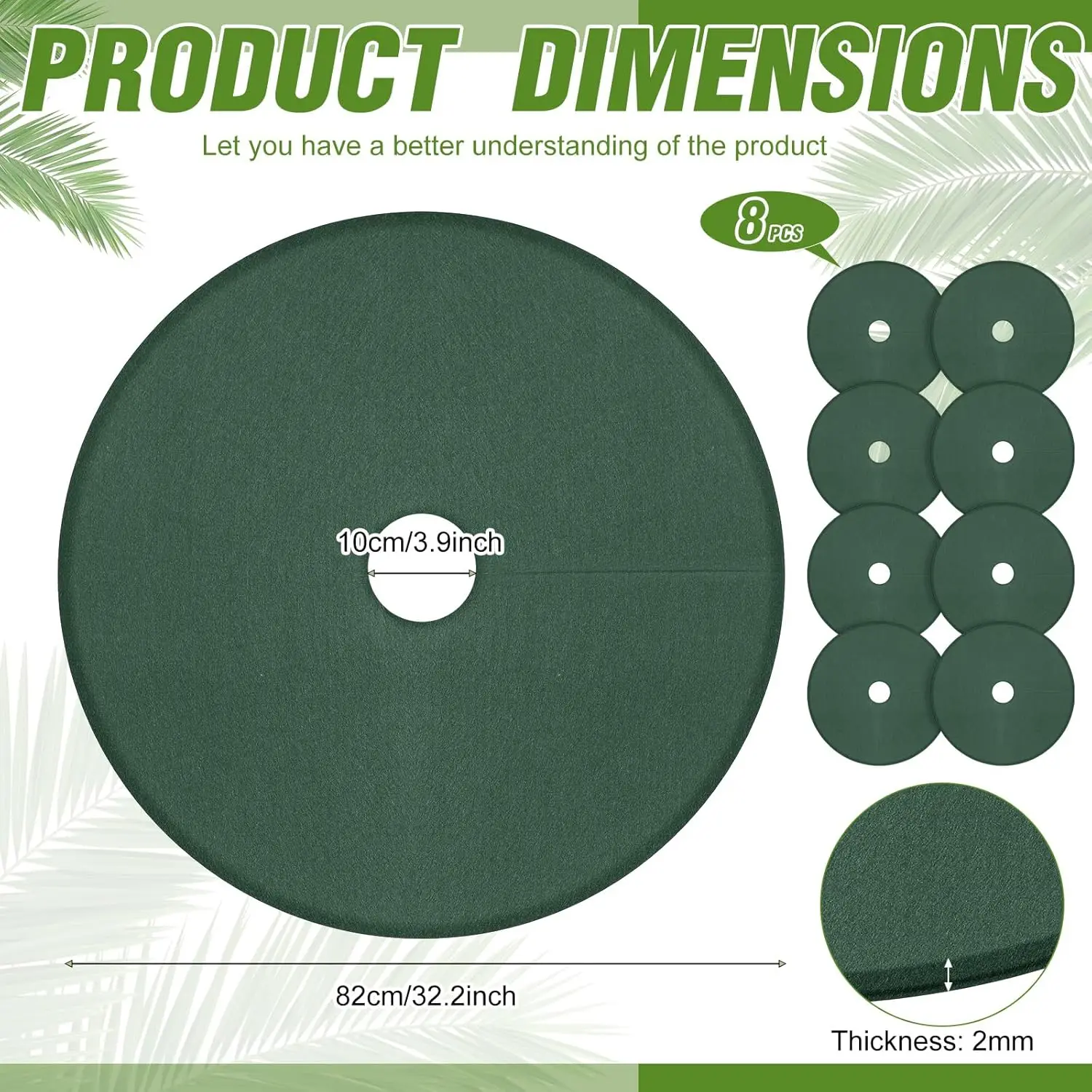 8 Pack 32.2 Inch Non Woven Tree Mulch Ring Thickened Tree Mat Protector Reusable Trees Weed Mat Round    Trees Root Barr