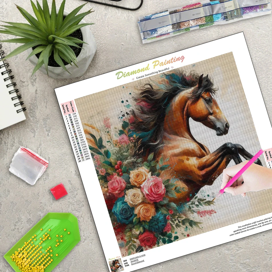 RUOPOTY Diamond Painting Kit Diy Gift Diy Crafts Horse Full Round/Square Diamond Art Painting Painting Decor Diamond Painting