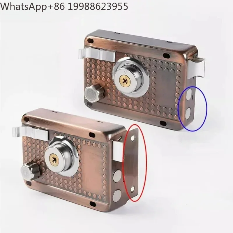 Exterior Stainless Steel Door Locks Security Anti-theft Lock Multiple Insurance Wood Gate Lock with Keys Furniture Hardware