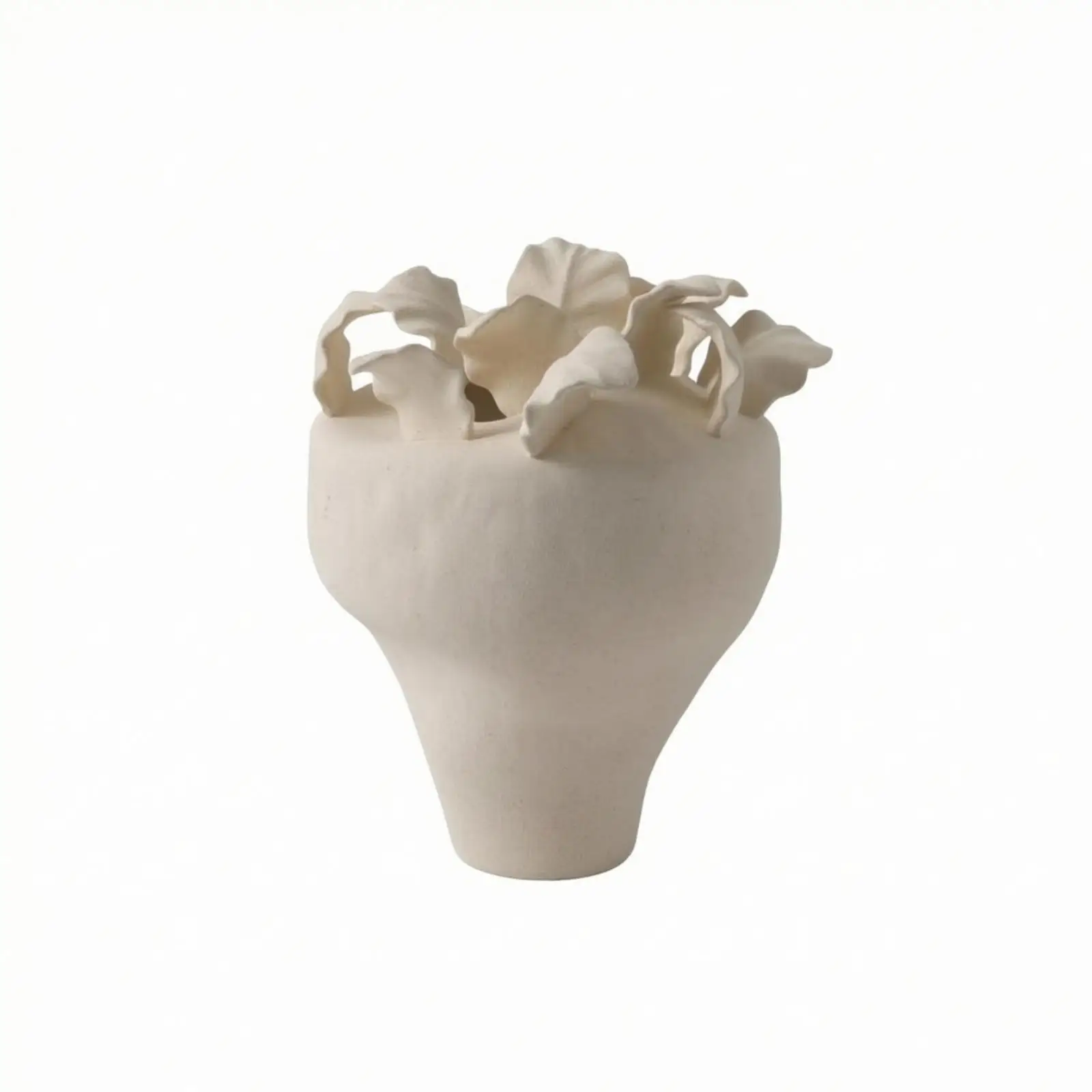 Organic Form Ceramic Vase Modern Sculptural Decor with Tapered Base for Living Room Mantel Styling Art