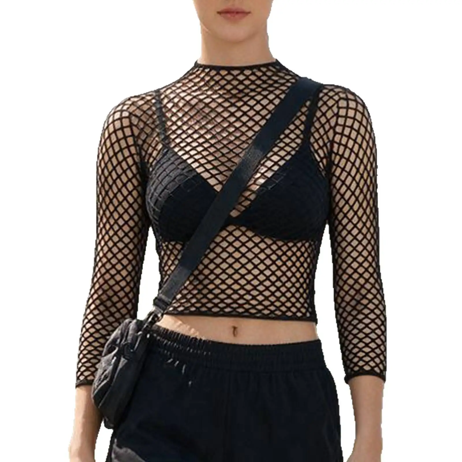 T-shirt de sport sexy pour l'été, idéal pour le yoga, à la mode, pour femmes, à porter par-dessus les vêtements de plage, très extensible, avec motif en maille à strass, sous-vêtement respirant, pour l'entraînement et le fitness.