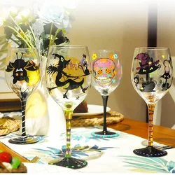 Hand Painting Glasses Mug Crystal Red Wine Glass Goblet Halloween Supplies Wine Glass Cup Graffiti Halloween gift