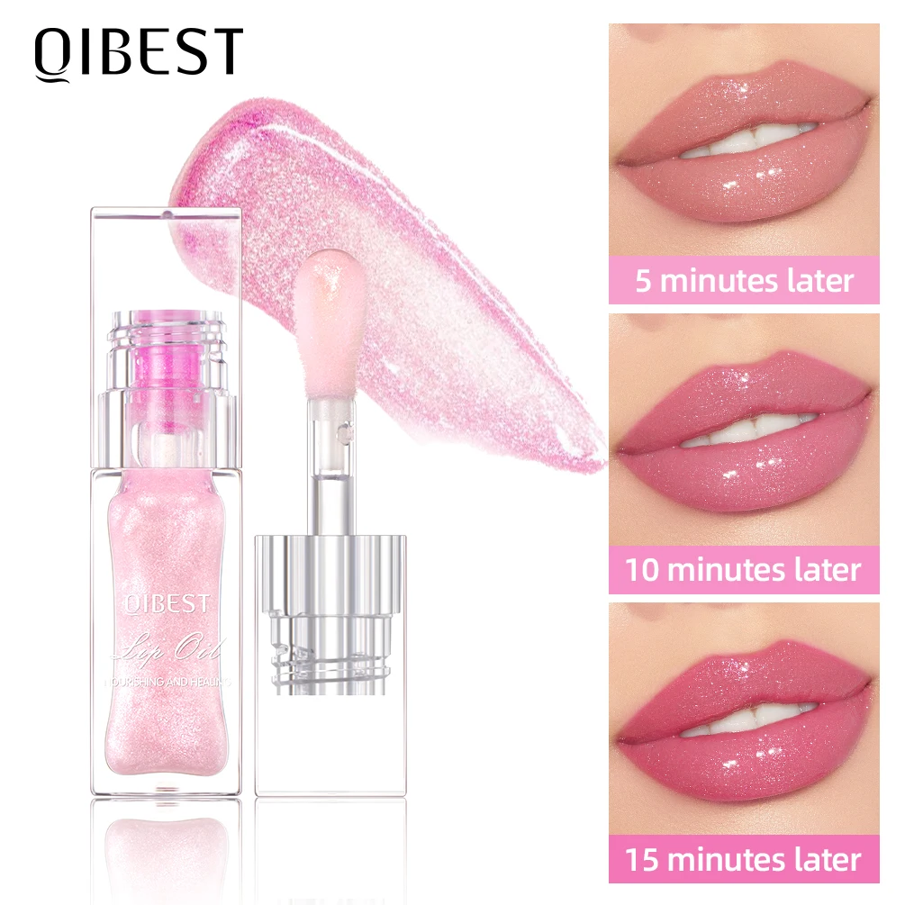 QIBEST Color Change Lip Oil Natural Moisturizer Long-lasting Lip Plumper Gloss Temperature Change Color Lipgloss Lip Care Makeup