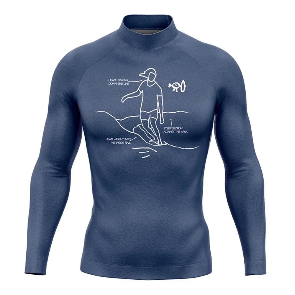 Surf Simply Men Rashguard Koszulka z długim rękawem Czarna koszulka do pływania z ochroną UV Nurkowanie Rash Guard Surfing Strój kąpielowy Beach Surf T-shirt