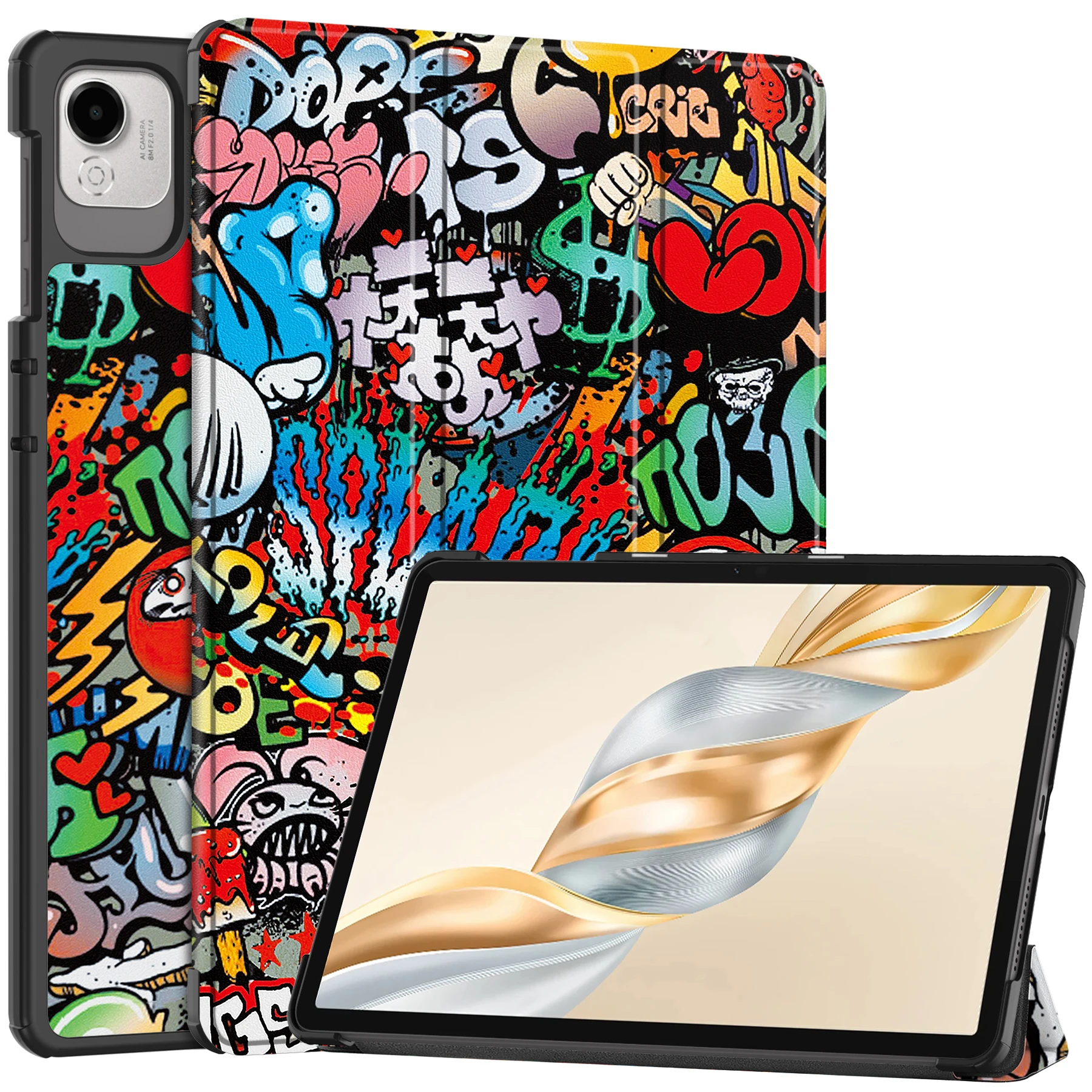 

Тройной универсальный чехол-подставка для Huawei Honor Pad X9a X9 Pro 2025 11,5 дюймов, роскошный чехол из искусственной кожи с росписью, высокое качество, противоударный