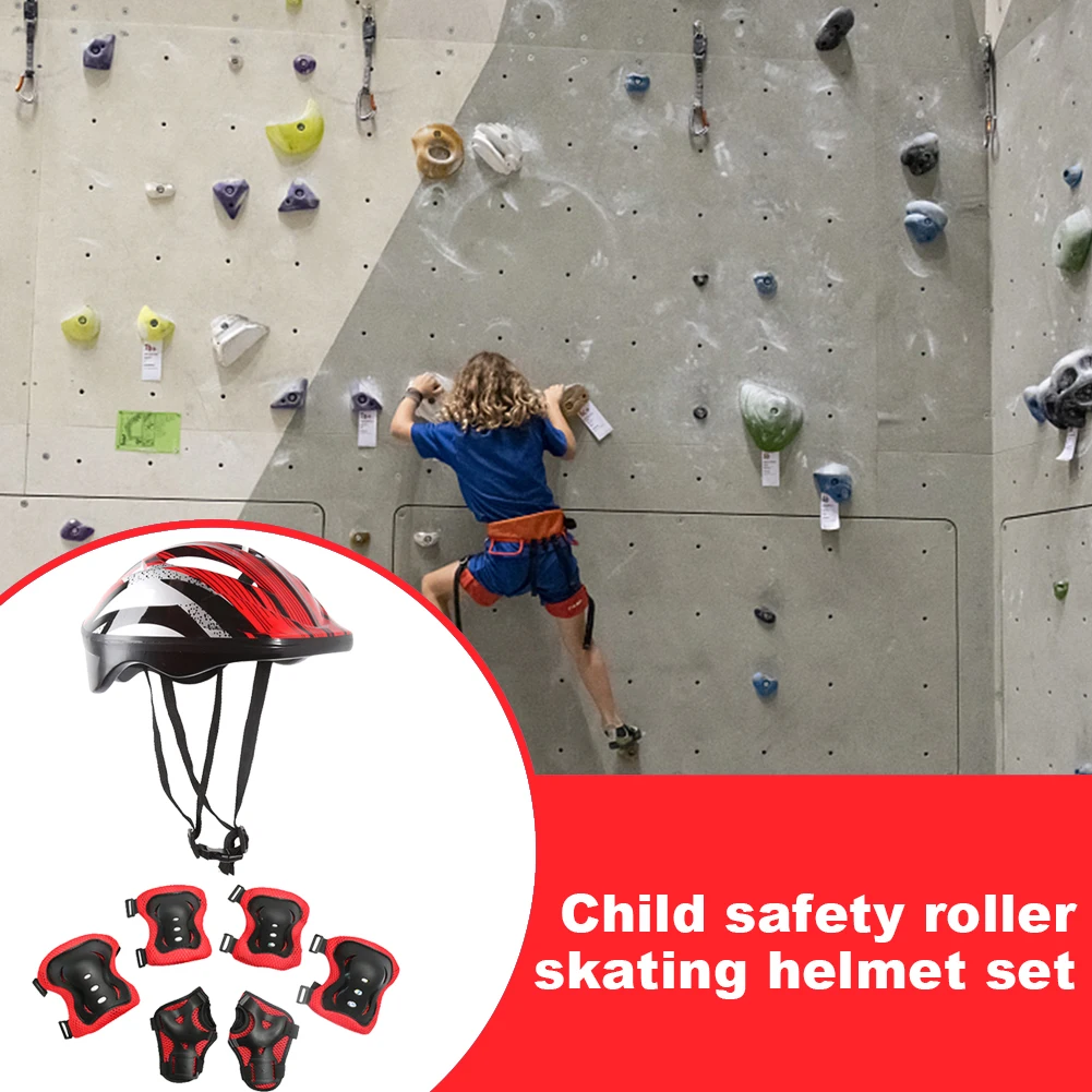 7Pcs Safety Ride Protection Gear Set Adjustable Kids Skateboard Scooter Helmet Set Breathable 48-55cm for Boys Girls 5-12 Years