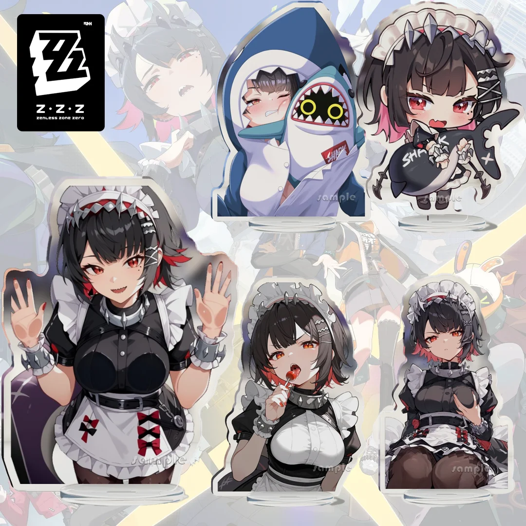 ZZZ Anime Zenless Zone Zero Acrylic Standee & Keychain – Fanmade Ellen Shark Girl Figure Desk Display هدية عيد الميلاد القابلة للجمع