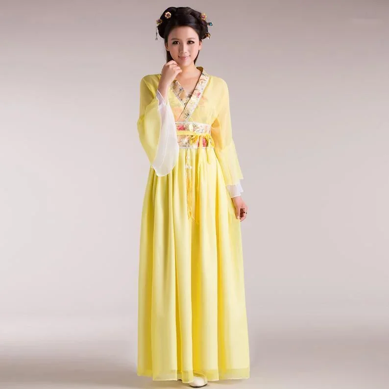 Traje chinês antigo para mulheres, dança folclórica hanfu, ano, roupa de fã, fantasias, roupas de palco, 2023