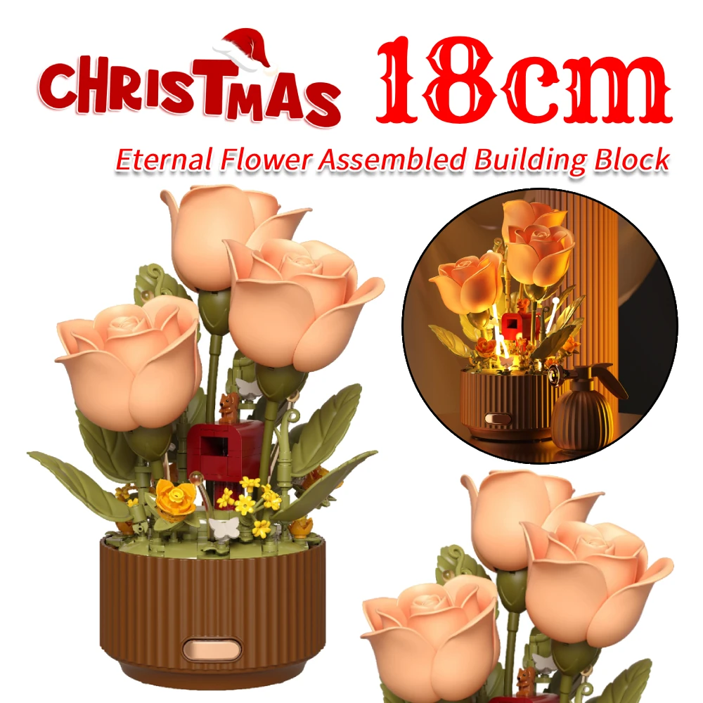

Цветочный строительный набор, ботанические строительные блоки, собранный строительный блок, игрушка на день рождения, День святого Валентина, детский подарок для девочек
