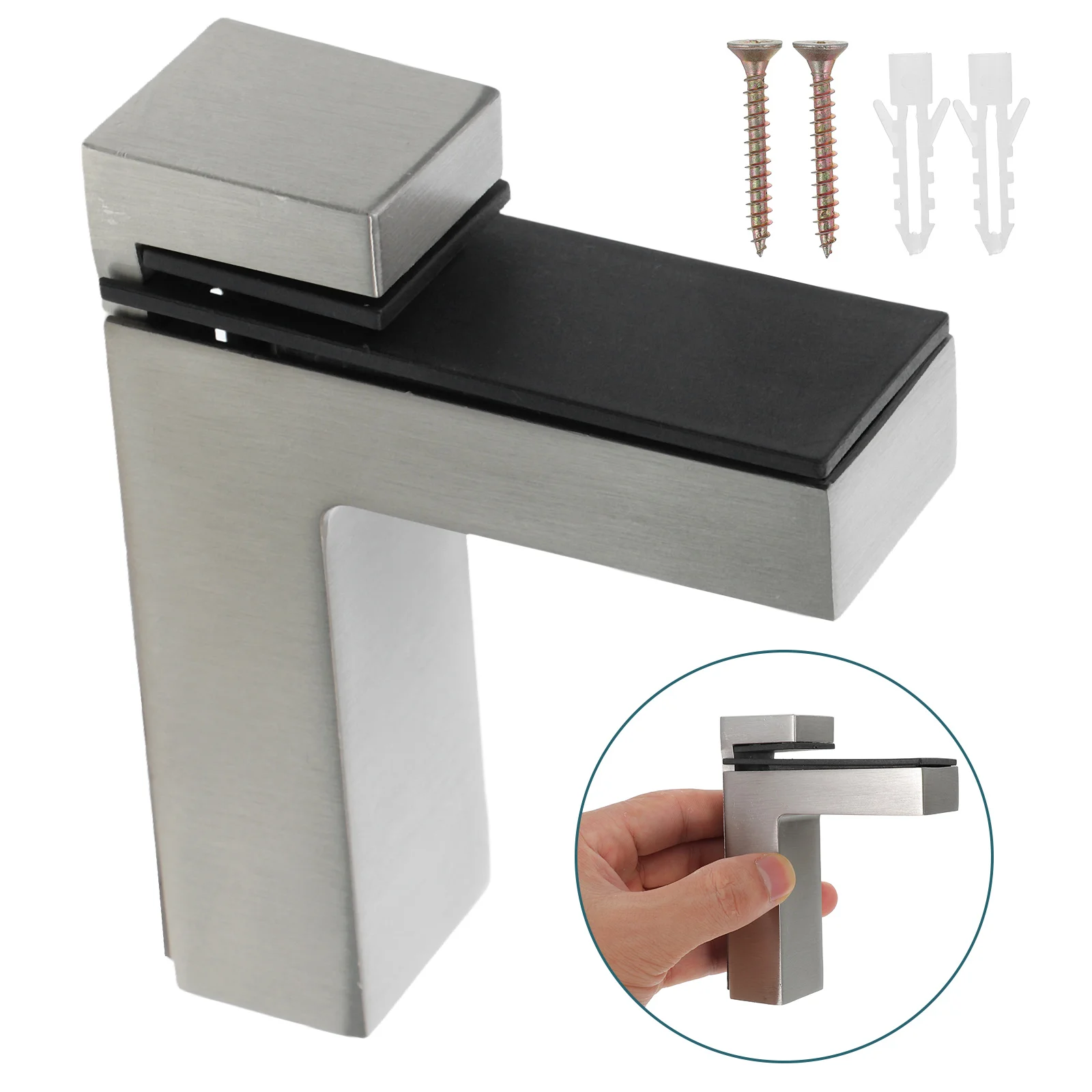 

2pcs Glass Shelf Brackets Wall Mount Adjustable Steel 3-36Mm Shelf Support Bracket Heavy Duty For Floating Glass Wooden Shelves