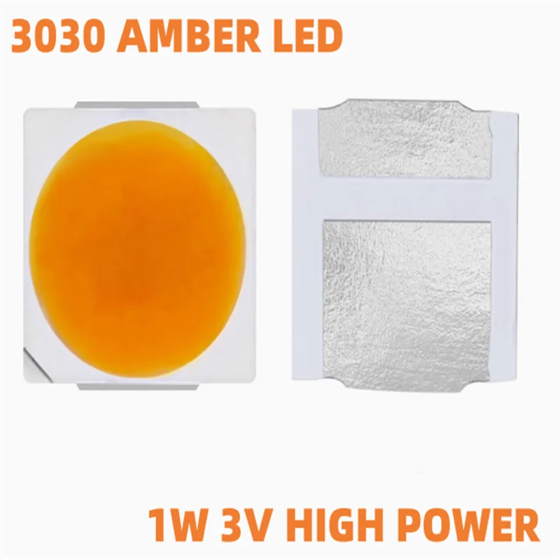 

100pcs SMT LED light beads high power 3030 golden light amber car turn signal beads taillight 1w 3v high brightness