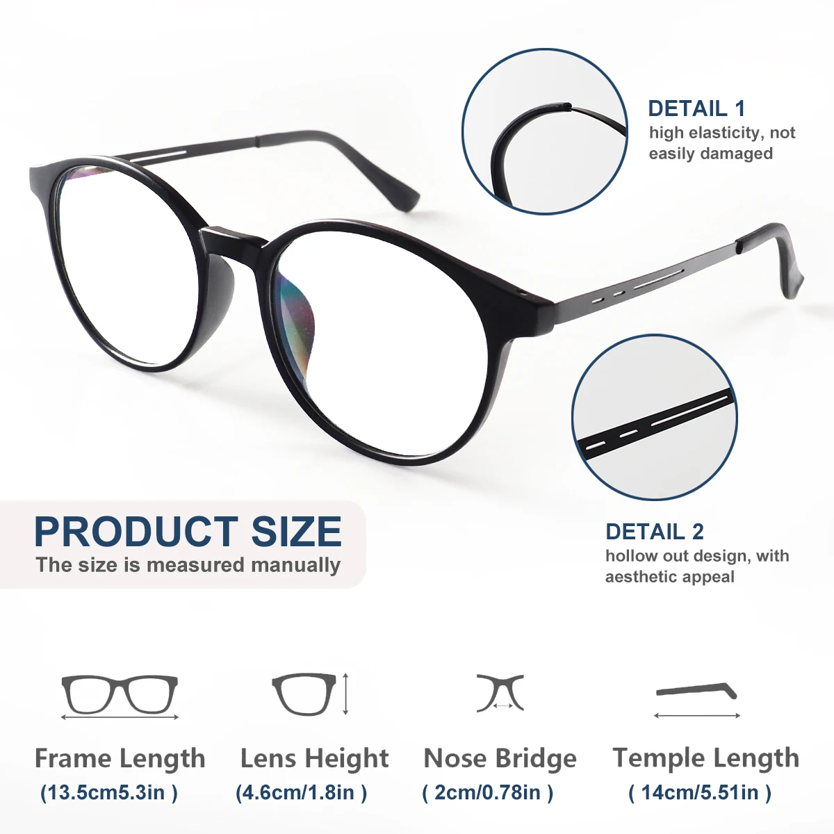 Progressive multifokale Lesebrille, photochrom, klare Sicht, runder Rahmen, leicht zu tragen, stilvolles Aussehen, geeignet für Männer und Frauen – Detail 4