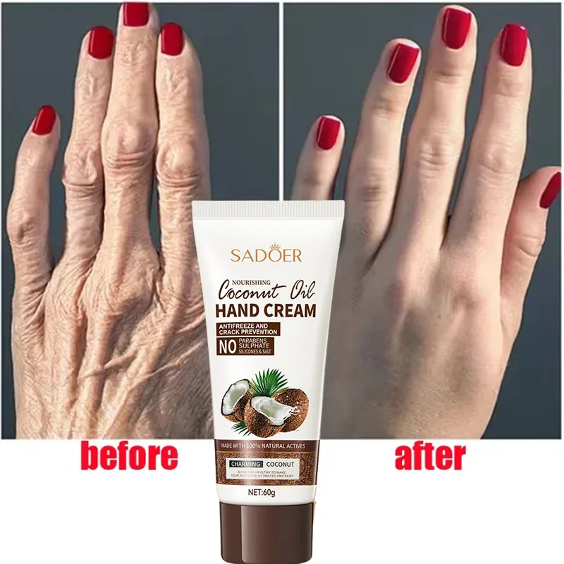 

Anti-wrinkle Hand Cream Anti Crack Coconut Oil Drying Repair Serum Fade Fine Lines Exfoliating Whiten Moisturizing Skin Care 60g