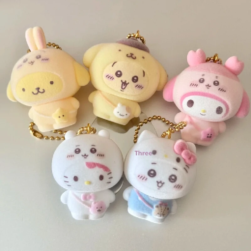 In Stock Genuine Sanrio&Chiikawa Collaboration Series Blind Box Hellokitty Hachiware Usagi Figurine Mystery Box Pendant Gift