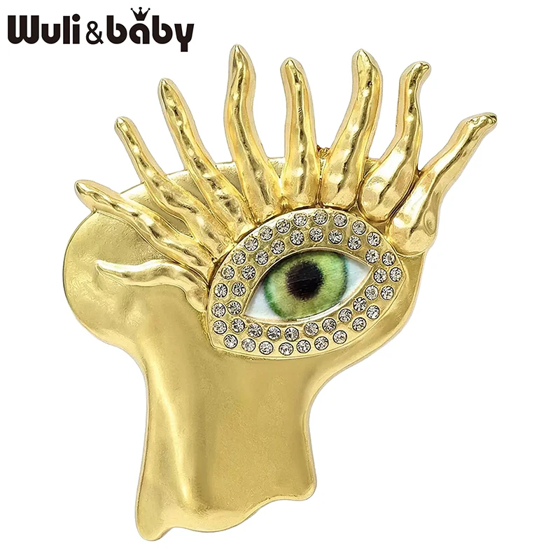 Wuli&baby Art Face Brooches For Women Unisex Charming Rhinestone Evil Eye Party Office Brooch Pins Fashion Gifts
