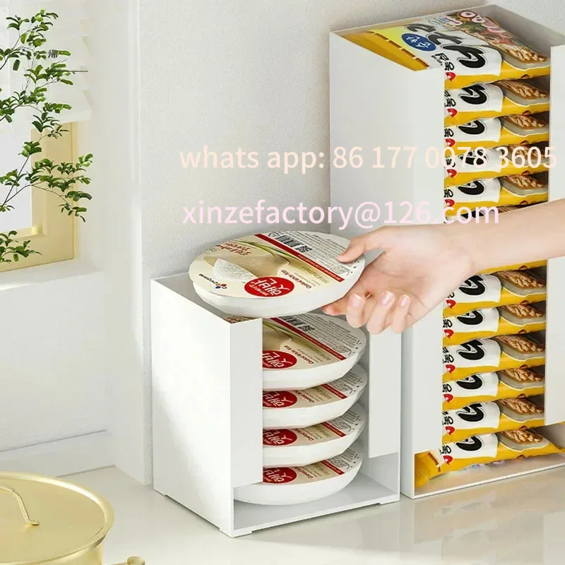 

Customizable Ramen Storage Box Organizer Rack, Instant Noodle Cup Holder, Tissue Bin or Facial Mask Container, Stackable Plastic