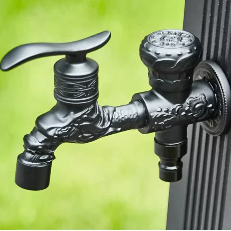Carved Wall Mount  Antique Bibcock Garden Wash Basin Faucet Decorative Outdoor Garden Mop Taps