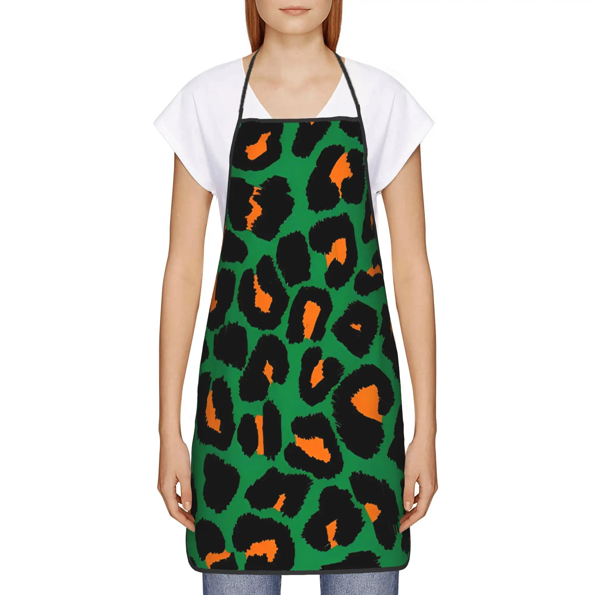 Rainbow Leopard Apron  Cleaning Fashionable Kitchen Accessories Adult Home Aprons without Pocket
