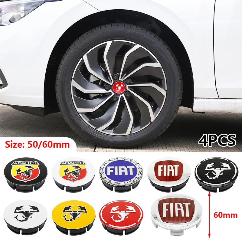 4pcs 3D 50mm 60mm logo car emblem Wheel Center Hub Cap auto Rim refit dust-proof badge covers emblem accessories For FIAT Abarth