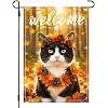Tuxedo Cat Garden Flag for Outside Fall Harvest Cute Porch Decor cci