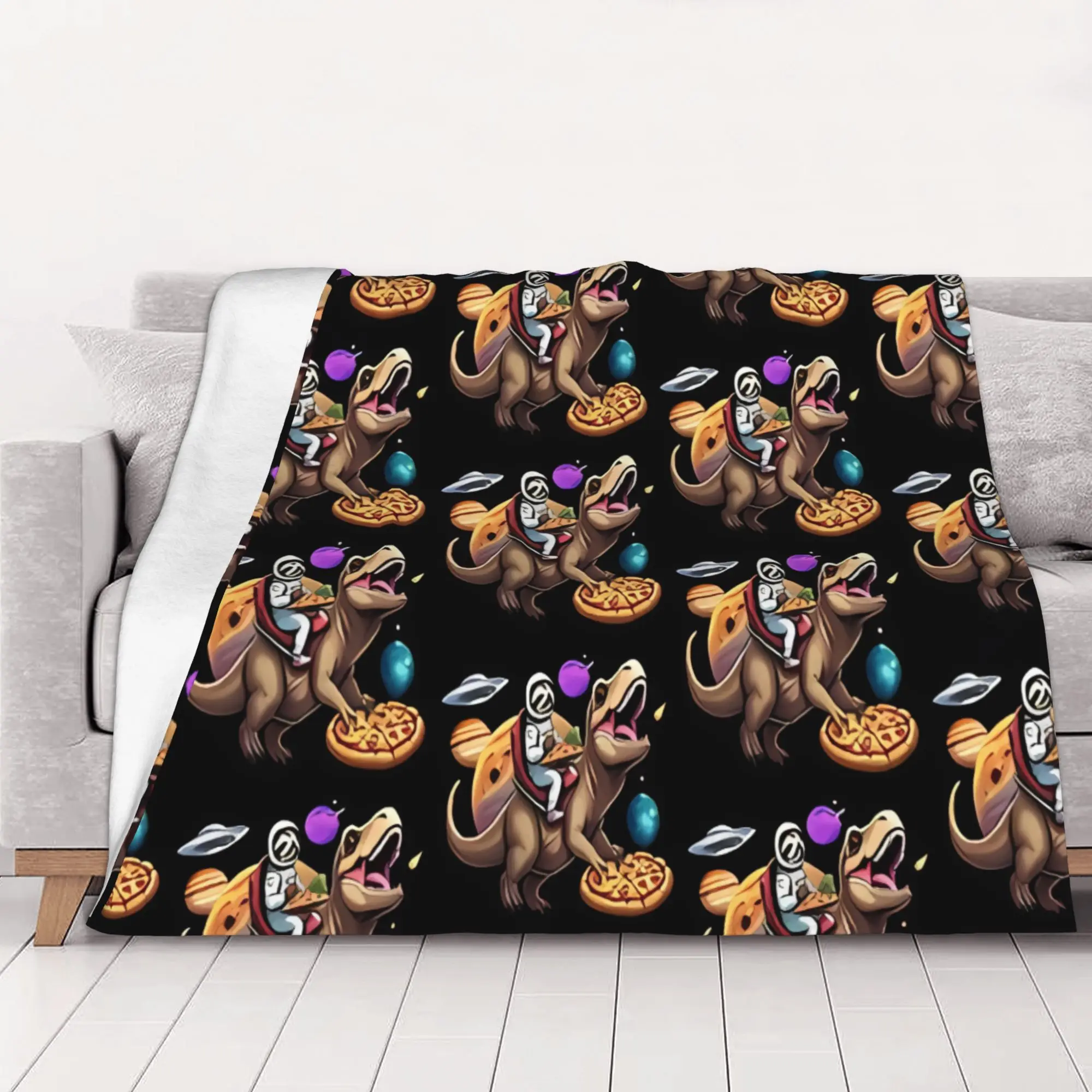 1PC home Cute Room Decor Classic Blanket Throw Blanket Eye Cat On Dinosaur On Pizza Novelty Warm Blanket All Season
