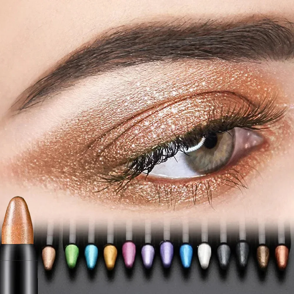 15 Kleuren Parelmoer Oogschaduw Potlood Waterdicht Langdurige Glitter Glinstert Oogschaduw Pen Eyeliner Stok Ogen Make-Up Tools