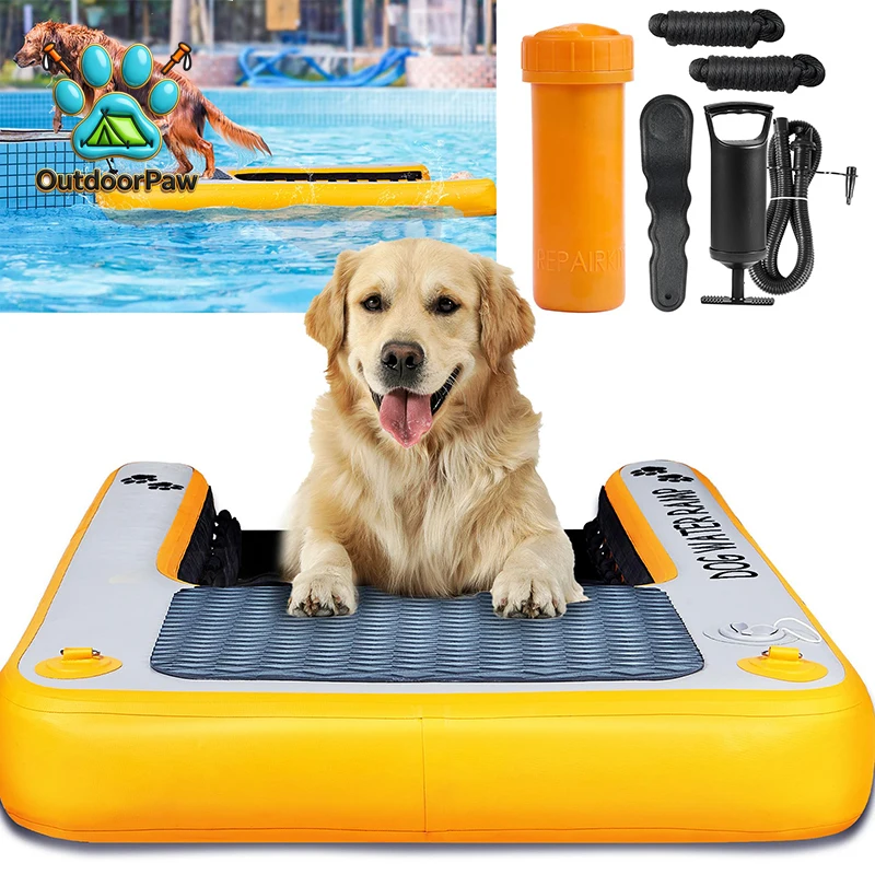 Inflatable Dog Water Ramp Float Ladder EVA Anti-Slip Pad for Boats Pools Swimming Pets - Portable Pet/Dog Water Toy
