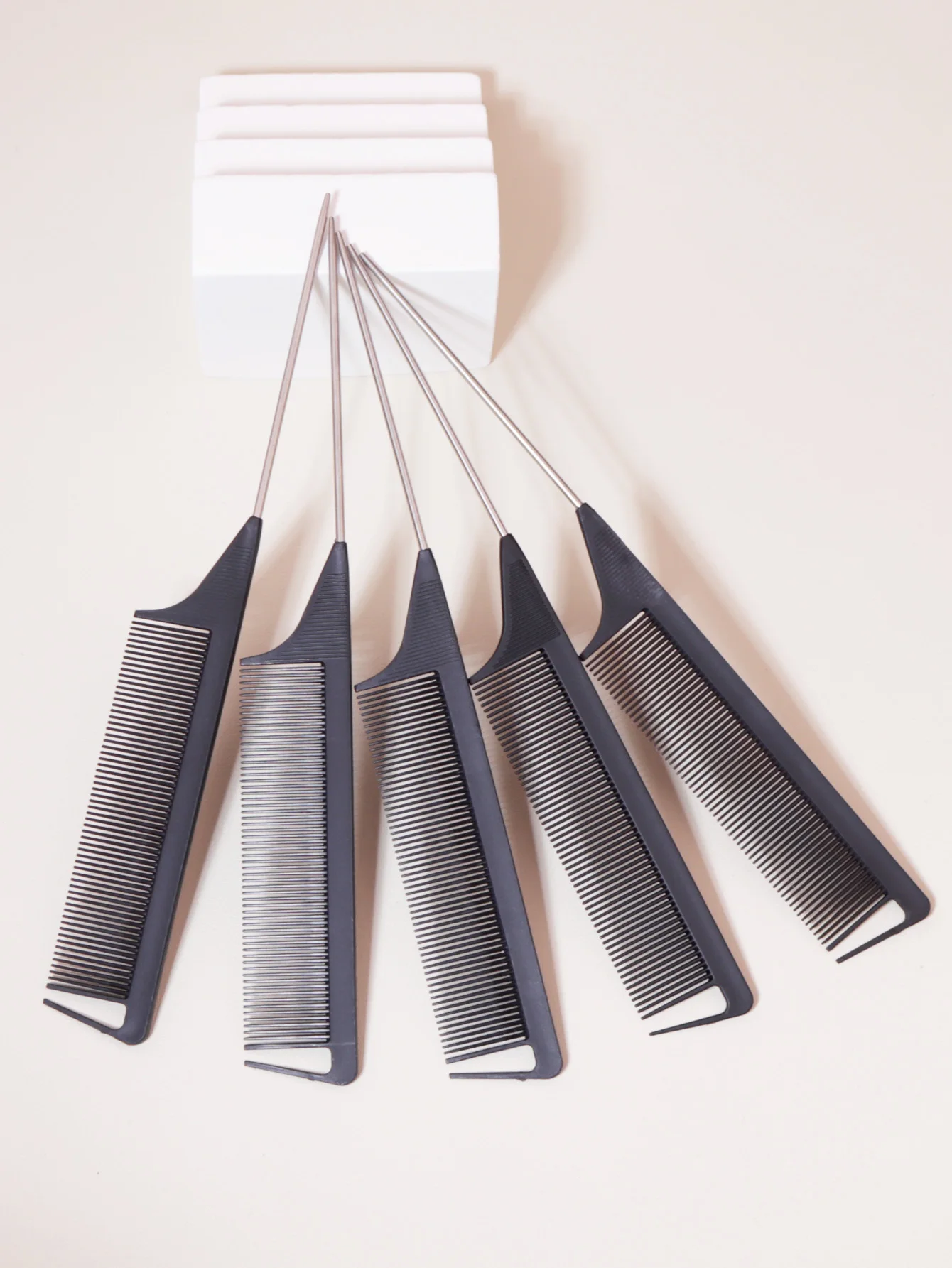 5pcs 스틸 바늘 마우스 테일 빗 세트, 눈물 치아 빗, 컬링, 땋기 및 스타일링에 적합, 모두에게 적합