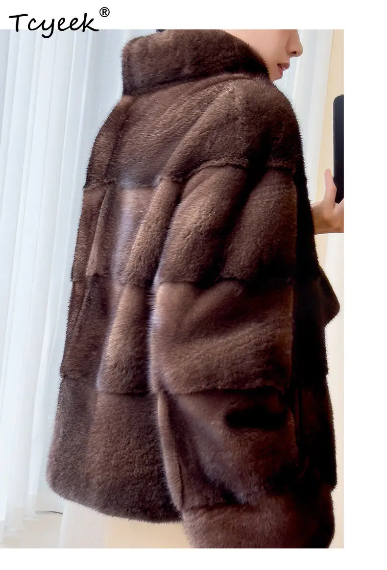 Tcyeek Natural Mink Fur Coat Women Winter Clothes Womens Coats New in Coats Whole Female Mink Real Fur Jacket Fourrure Femme