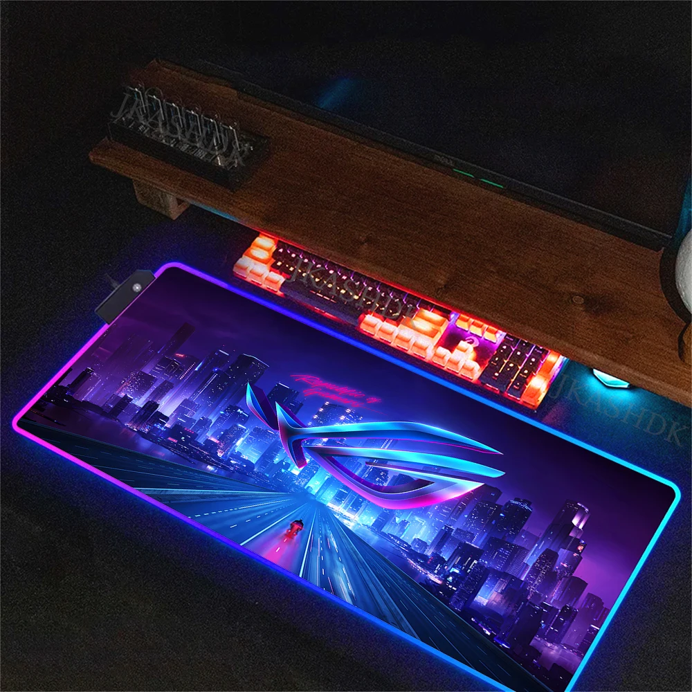 Cartoon Asus Deskmat Mouse Pad Gaming LED Mouse Mat 900x400 Mousemats Table Pads PC Office Desk Mat RGB Keyboard Mats XXL