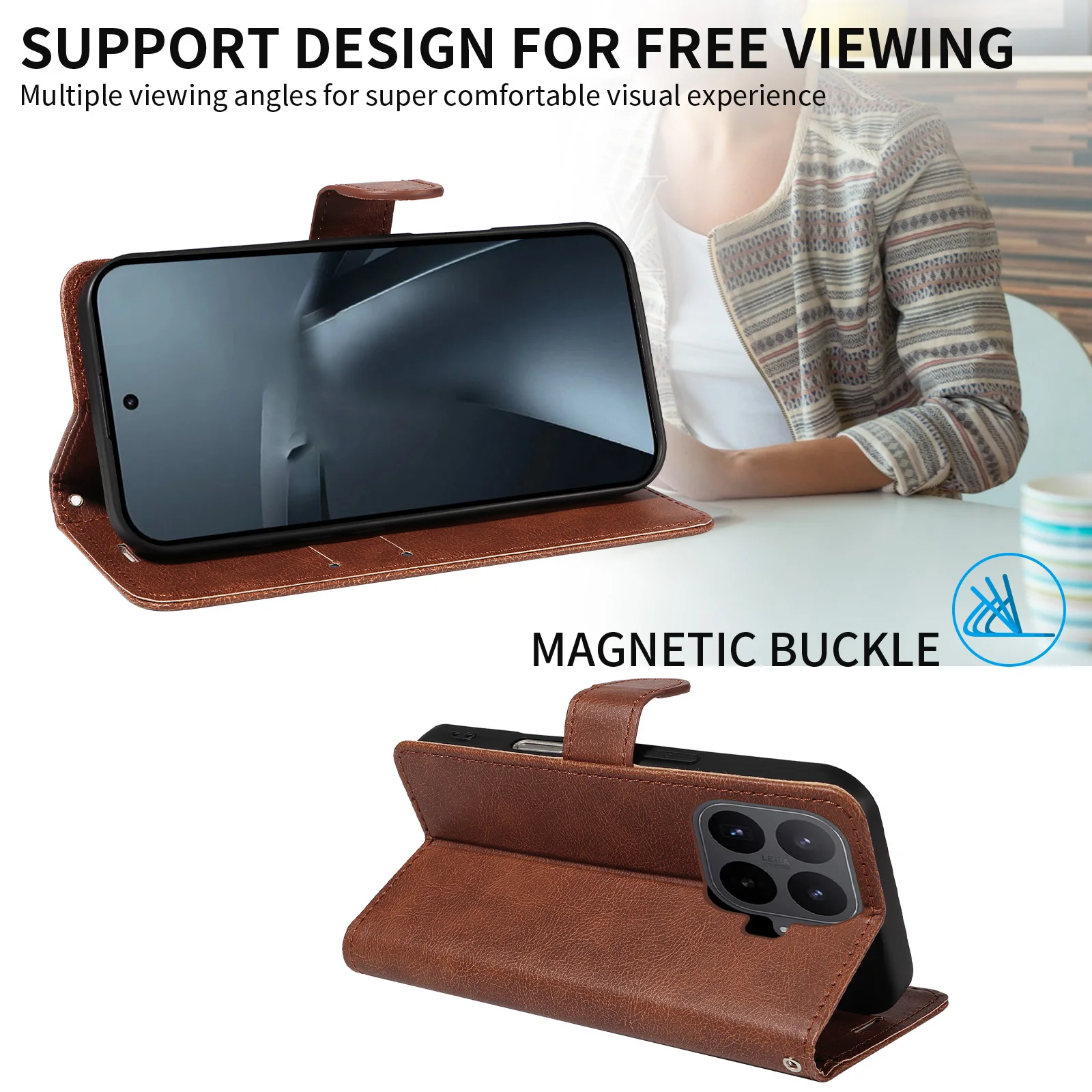 レザーウォレットカードホルダー付きフリップフォンケース Xi - Leather Wallet Card Holder Phone Cover のレビューと価格