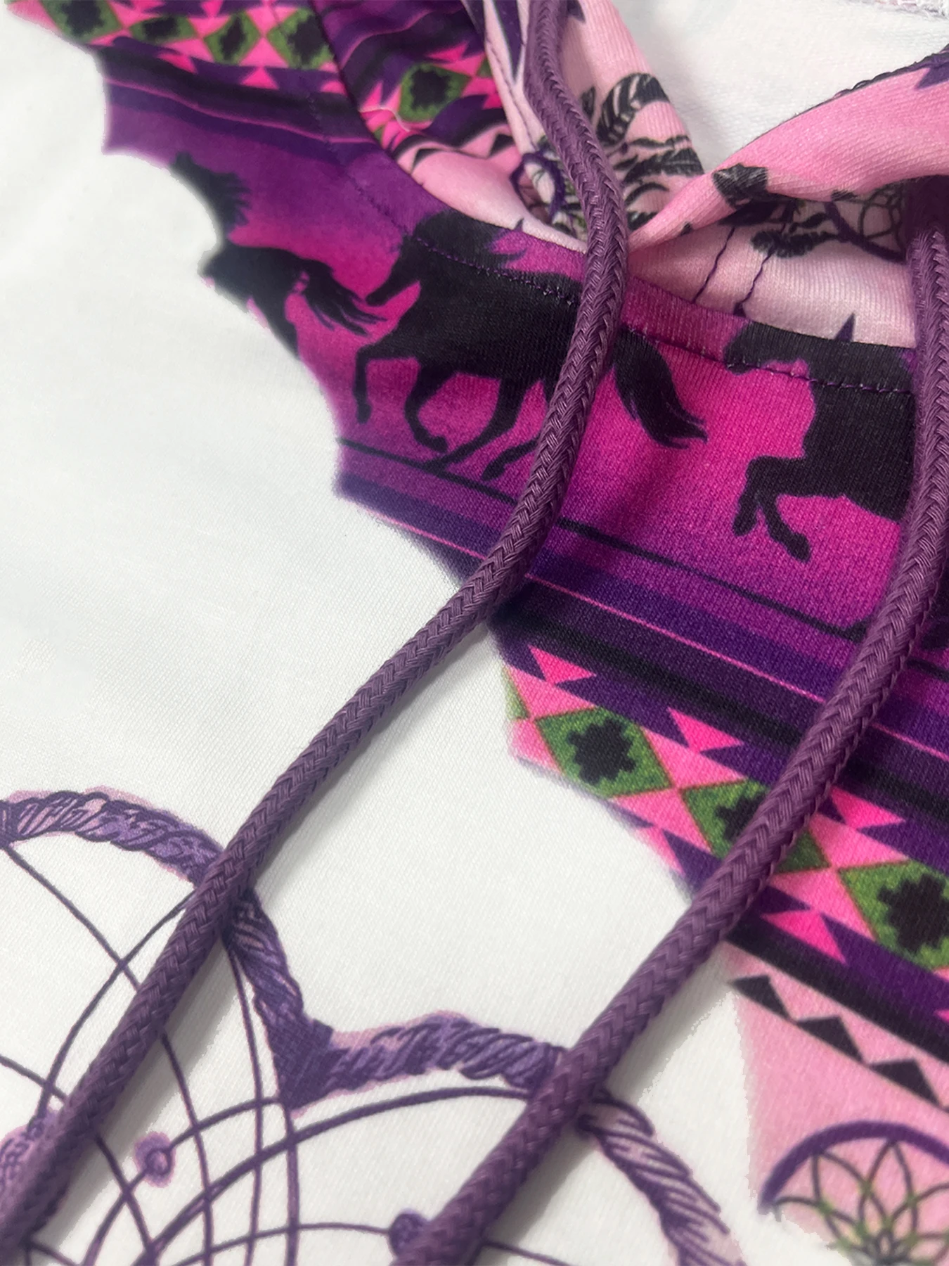 Women's casual fashion round neck pullover hoodie Western ethnic style retro print women's top hoodie