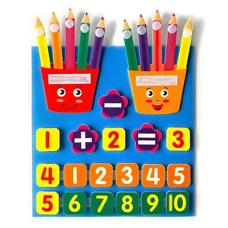 Kids Montessori Toys Felt Finger Number Math Toys Children Learn Hands-on Math Toy Apple Tree Carrot Digital Teaching Aids