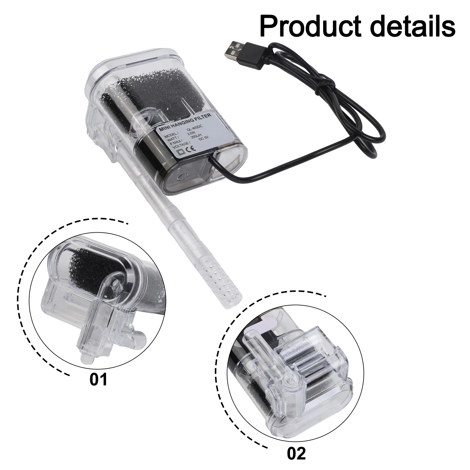 

Adjustable Flow Fish Tank Filter For 3-5mm Glass Tanks Fully Transparent Design Compact Fish Tank Cleaner Aquarium Filter